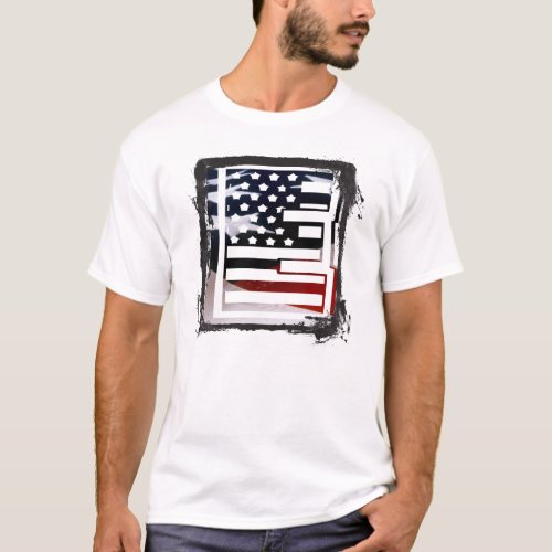 Letter E Monogram Initial USA T_Shirt