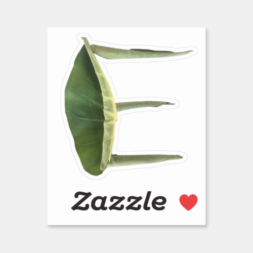 Letter E Monogram Minimalist Botanical Leaf  Sticker
