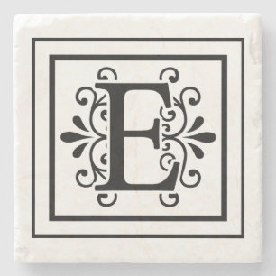 Letter E Monogram Stone Coasters