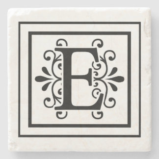 Letter E Monogram Stone Coasters