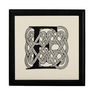 Letter E Monogram Vintage Celtic Knot Print Gift Box