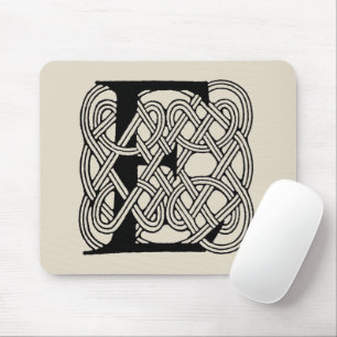 Letter E Monogram Vintage Celtic Knot Print Mouse Pad