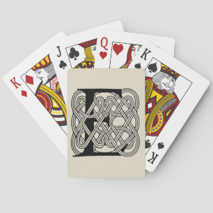 Letter E Monogram Vintage Celtic Knot Print Poker Cards