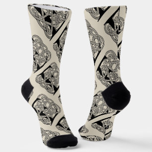 Letter E Monogram Vintage Celtic Knot Print Socks