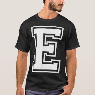 Letter E Name Initial Varsity Alphabet Monogram T-Shirt
