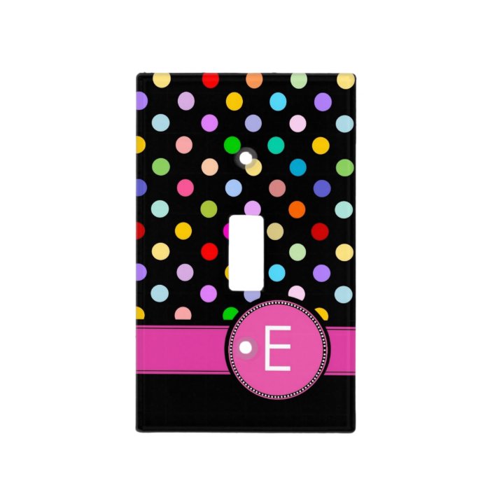 Letter E personal monogram rainbow polka dot Switch Plate Covers