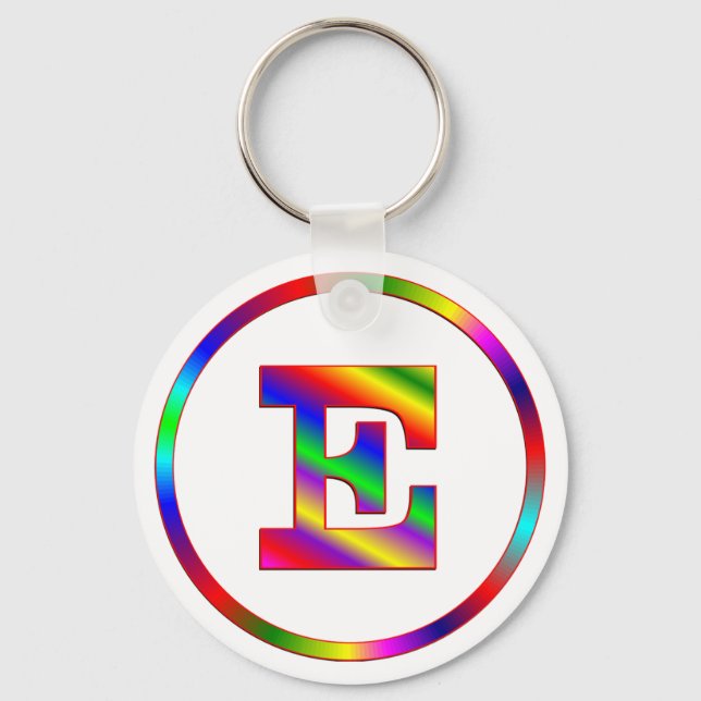 Letter E Rainbow Keychain (Front)