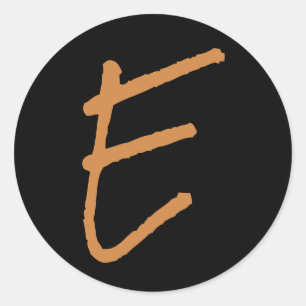 Letter E RockSalt Alphabet by Janz Peru Gold Black Classic Round Sticker