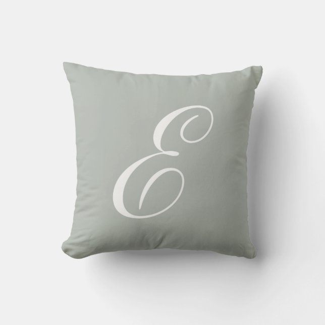 Letter E Silver Gray Monogram Pillow (Front)