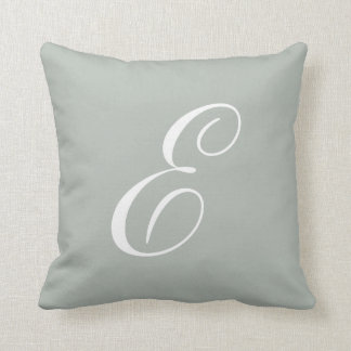 Letter E Silver Gray Monogram Pillow