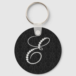Letter E Sparkling Diamonds-Monogram Keychain