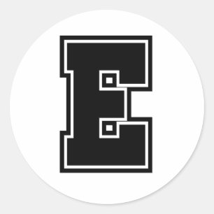 Letter E sporty college font alphabet Classic Round Sticker