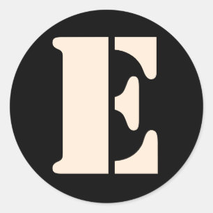 Letter E Stencil Alphabet by Janz Antique Black Classic Round Sticker
