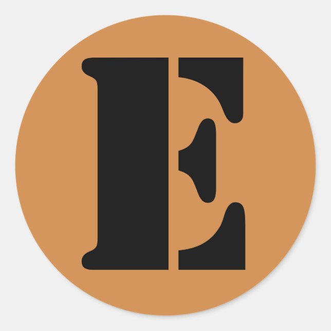 Letter E Stencil Alphabet by Janz Peru Gold Classic Round Sticker (Front)