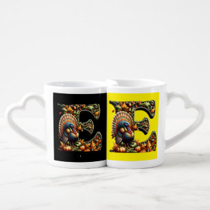 Letter E Thanksgiving style gift  Coffee Mug Set
