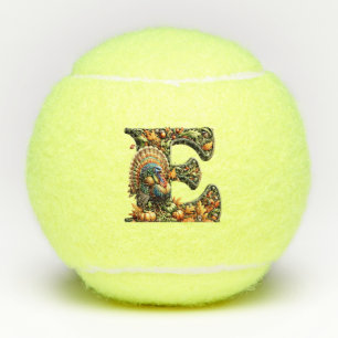 Letter E Thanksgiving style gift  Tennis Balls