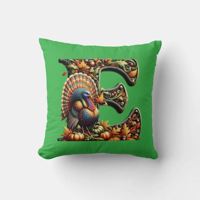 Letter E Thanksgiving style gift  Throw Pillow (Front)