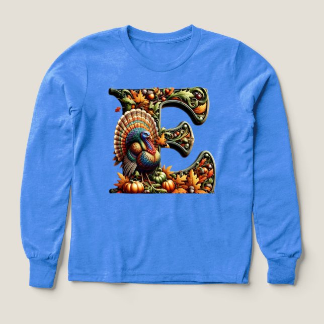 Letter E Thanksgiving style gift  Tri-Blend Shirts (Design Front)