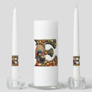 Letter E Thanksgiving style gift  Unity Candle Set