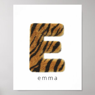 Letter E tiger fur Poster