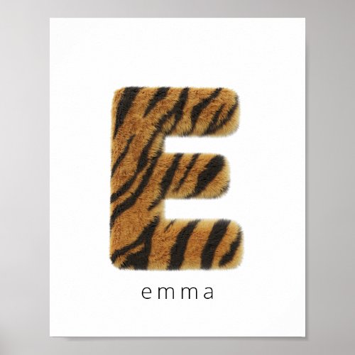 Letter E tiger fur Poster