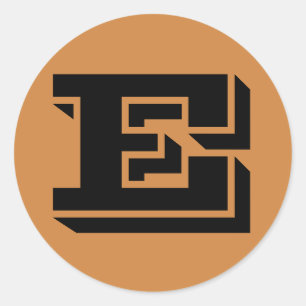 Letter E Vineta Alphabet by Janz Peru Gold Classic Round Sticker