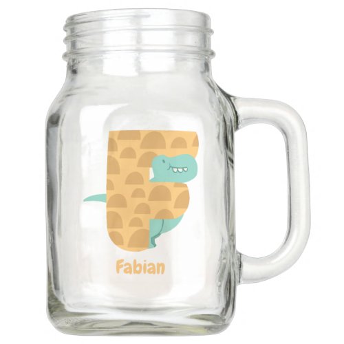 Letter F and Dinosaur Mason Jar