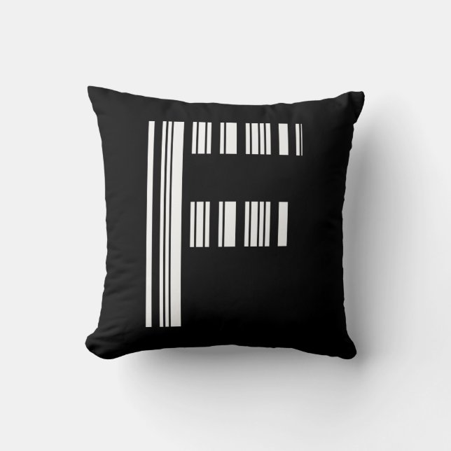 LETTER F BAR CODE First Initial Barcode Pattern Throw Pillow (Front)