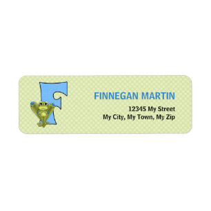 Letter F Blue and Green Frog Return Address Label