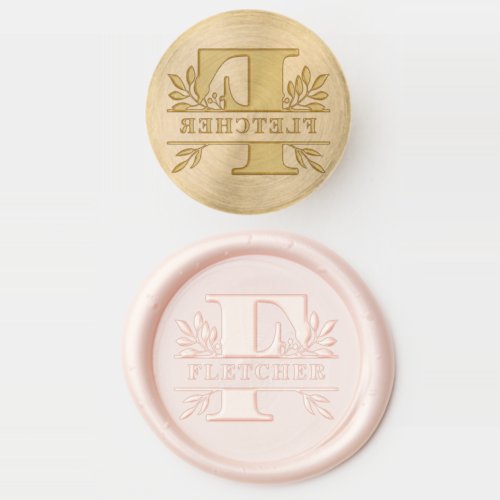 Letter F Classic Foliage Family Name Monogram Wax Seal Stamp