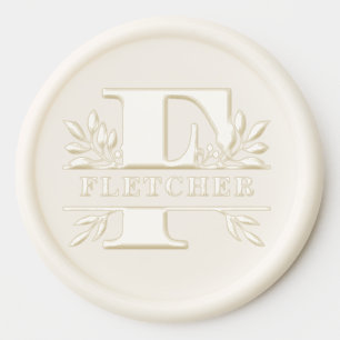 Letter F Classic Foliage Family Name Monogram Wax Seal Sticker