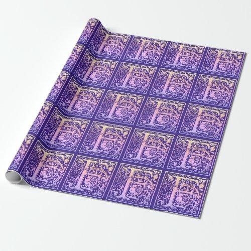 Letter F Colorful Vintage First Letter Gradient Wrapping Paper