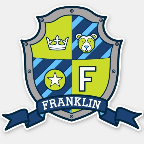 Letter F custom name Franklin knights crest Sticker