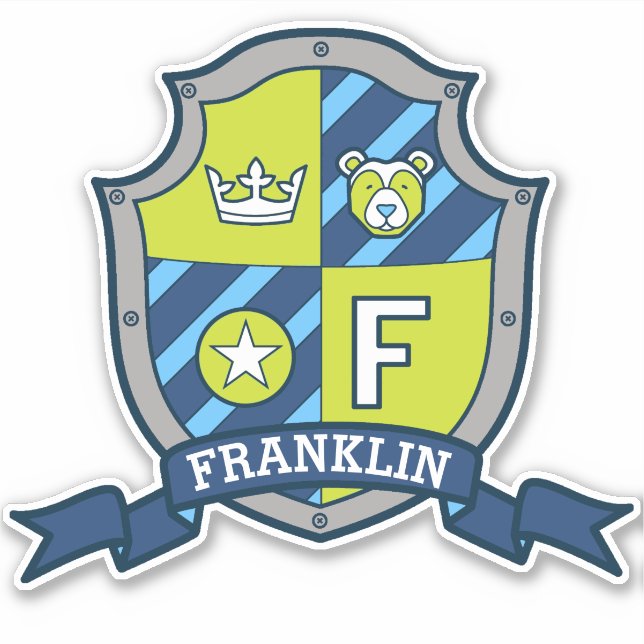 Letter F custom name Franklin knights crest Sticker (Front)