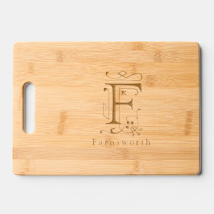 Letter F Elegant Monogram Personalized Name Engraved Cutting Board
