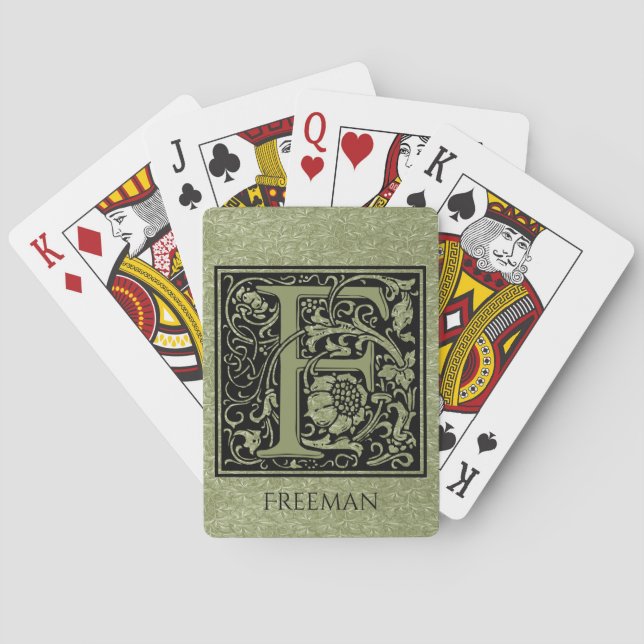 Letter F First Letter Monogram Personalized Poker Cards (Back)