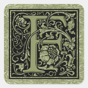 Letter F First Letter Monogram Square Sticker