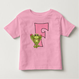 Letter F for Frog in Pink and Green Polka Dots Toddler T-shirt