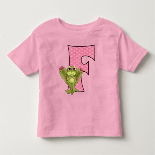 Letter F for Frog in Pink and Green Polka Dots Toddler T_shirt