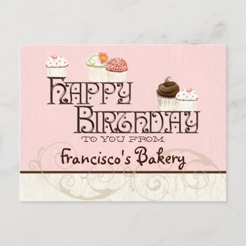 Letter F Happy Birthday Cupcake Business Postcard