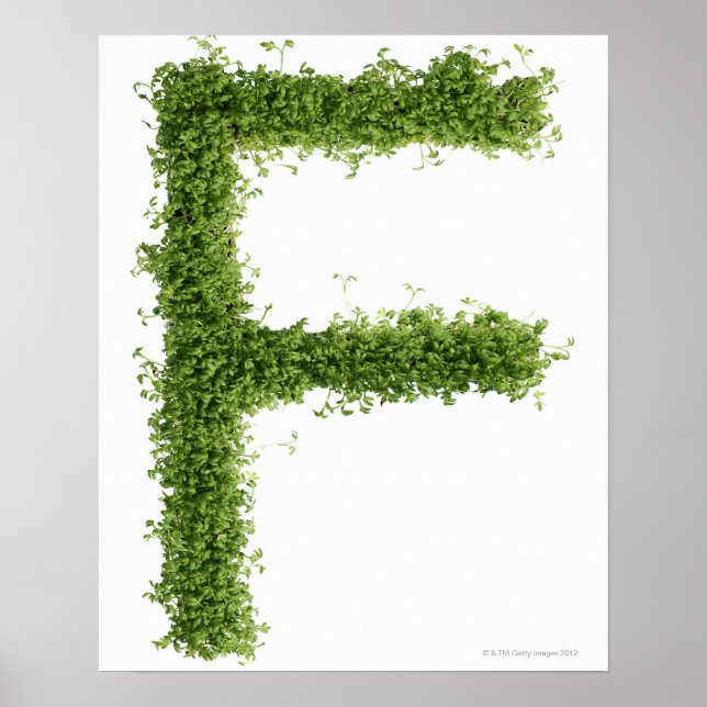 Letter 'F' in cress on white background, Poster (Front)