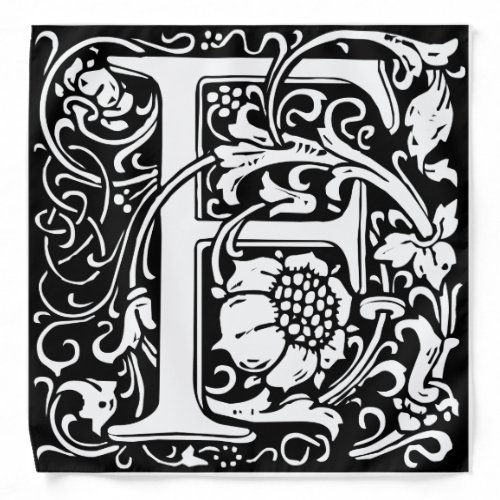 Letter F Medieval Monogram Art Nouveau Bandana