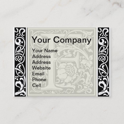 Letter F Medieval Monogram Art Nouveau Business Card