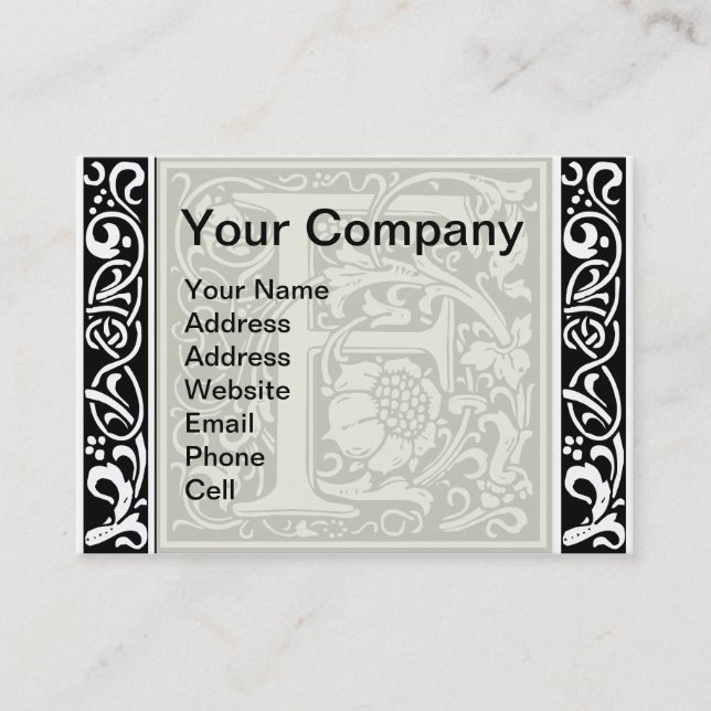 Letter F Medieval Monogram Art Nouveau Business Card (Front)