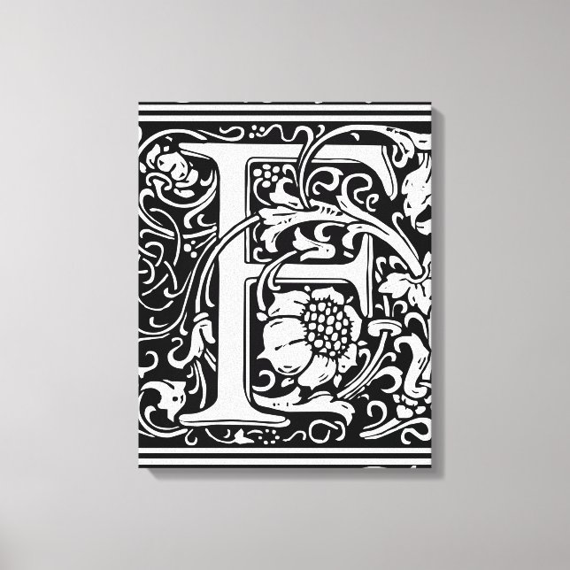 Letter F Medieval Monogram Art Nouveau Canvas Print (Front)
