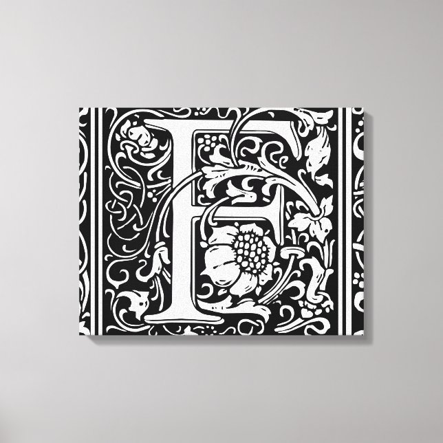 Letter F Medieval Monogram Art Nouveau Canvas Print (Front)
