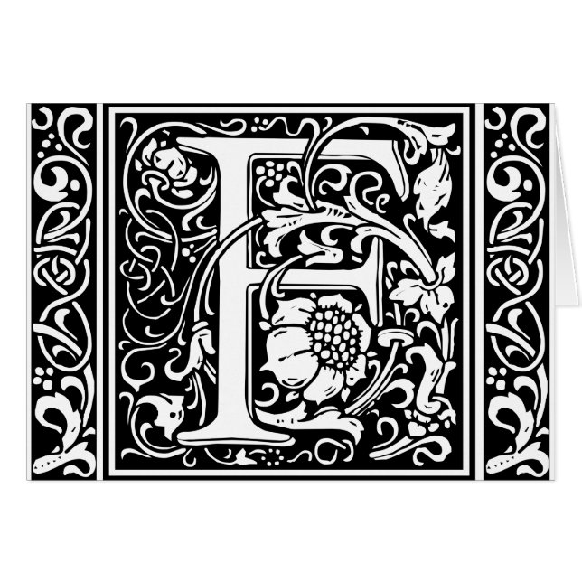 Letter F Medieval Monogram Art Nouveau Cards (Front Horizontal)