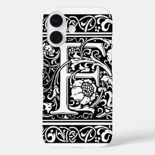 Letter F Medieval Monogram Art Nouveau iPhone 16 Case