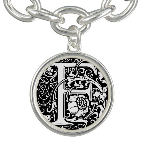 Letter F Medieval Monogram Art Nouveau Charm Bracelet