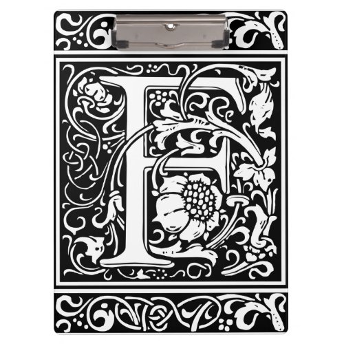 Letter F Medieval Monogram Art Nouveau Clipboard